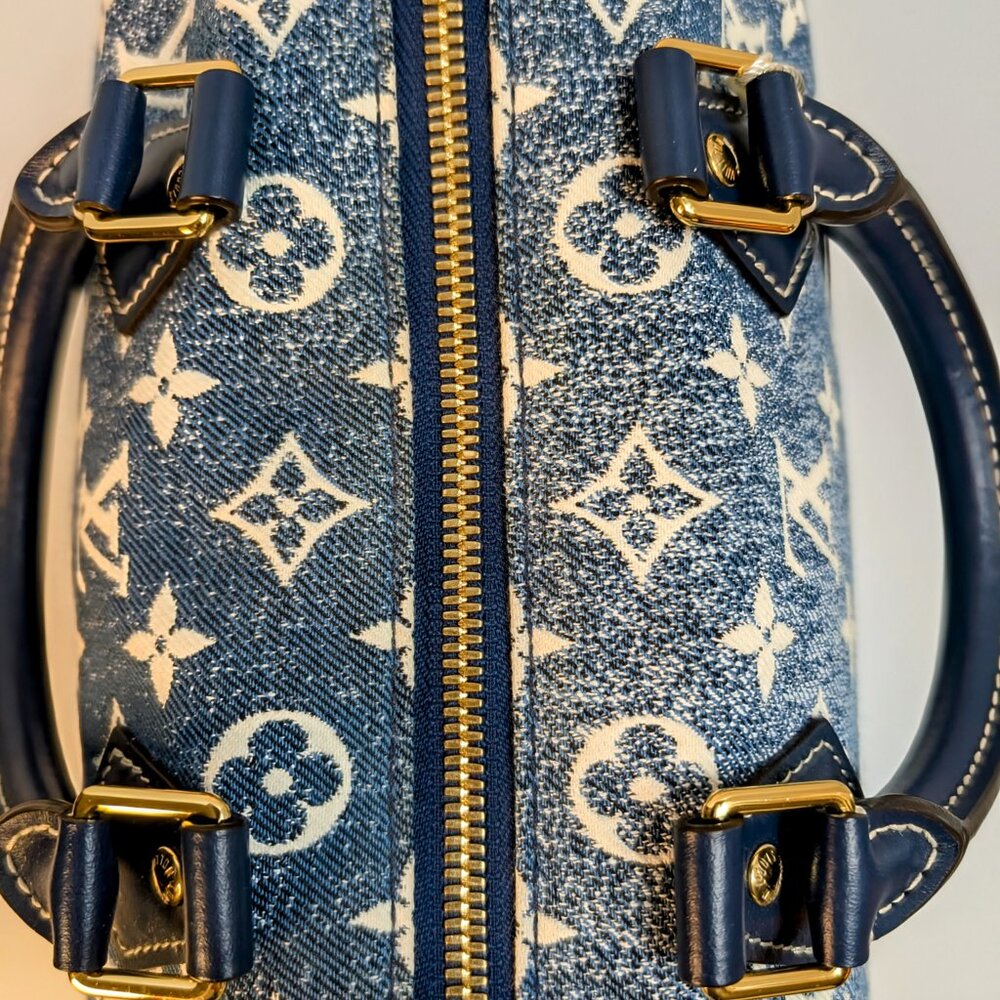 Louis Vuitton Denim Jacquard Monogram Speedy Bandoulière 25 - Picture 6 of 16